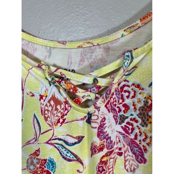Torrid Floral Tank Top 2X Yellow Boho Euro Summer Ruffle Feminine Western Preppy - Picture 6 of 10